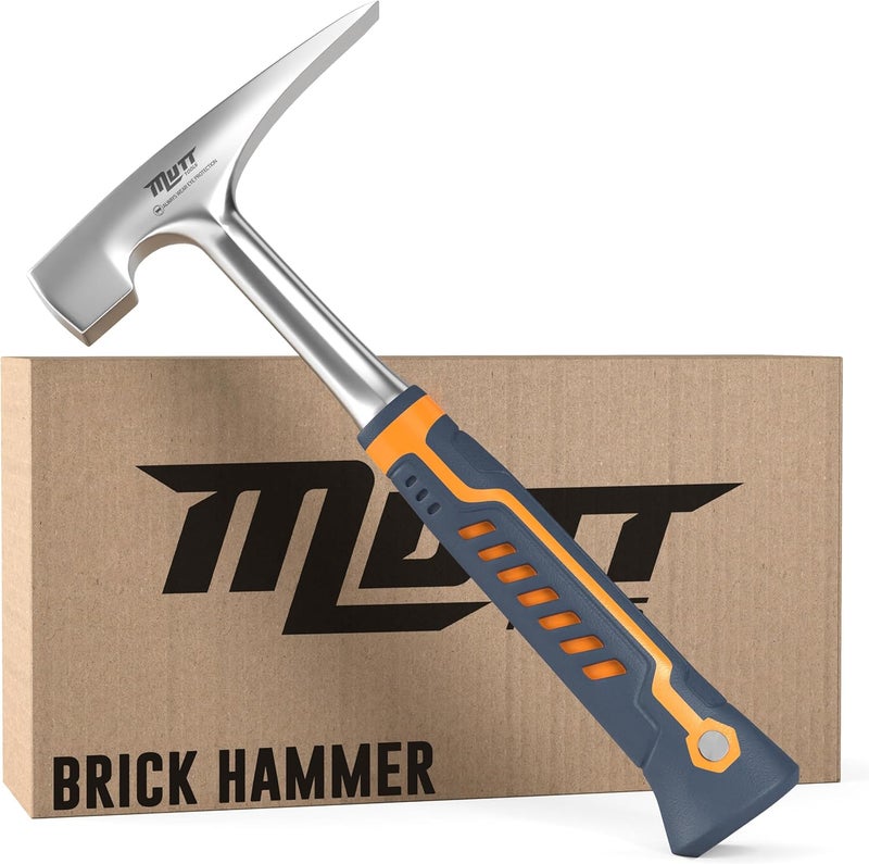 AMERICAN MUTT TOOLS Mutt Tools Professional Brick Hammer - 20oz Heavy Duty Masonry Hammer for Bricklayer Tools, Stone Hammer for Mason Work - Image 1